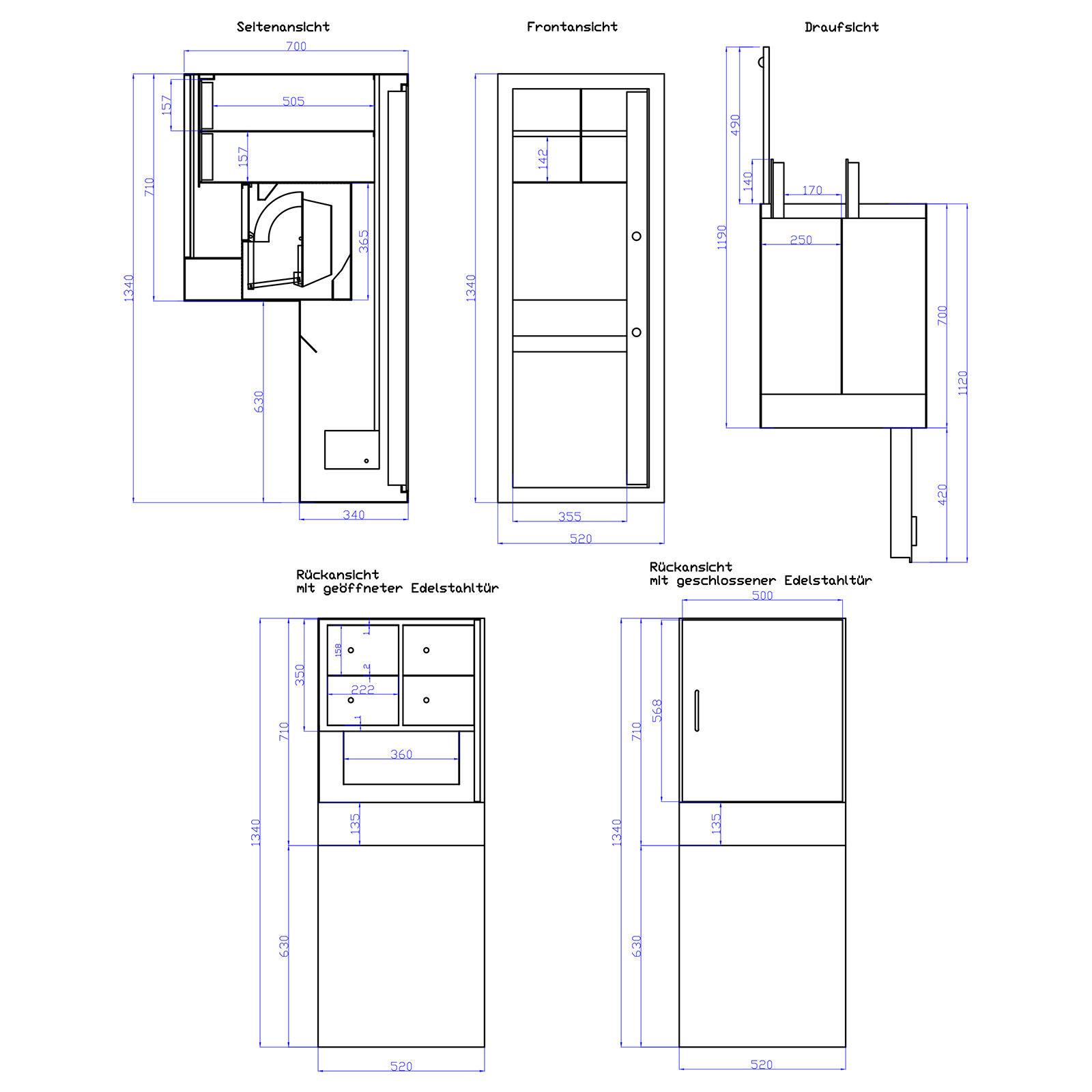 rottner-autohaustresor-4-faecher-t05488_skizze Rottner Autohaustresor 4 Ausgabefächer Elektronikschloss