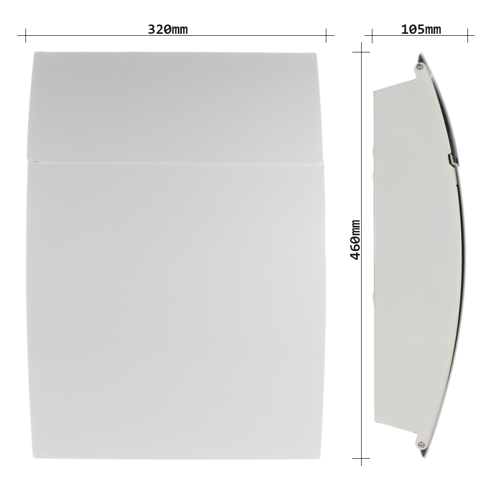 rottner-briefkasten-harrow-weiss-t05746_abmessungen Rottner Briefkasten weiß