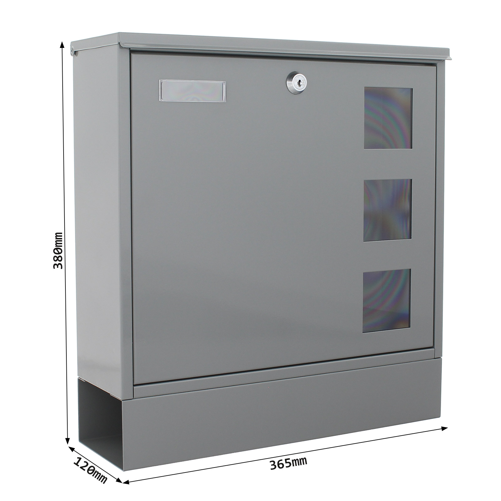 rottner-briefkasten-postale-grey-t06049_abmessungen2 Rottner Briefkasten Postale grau