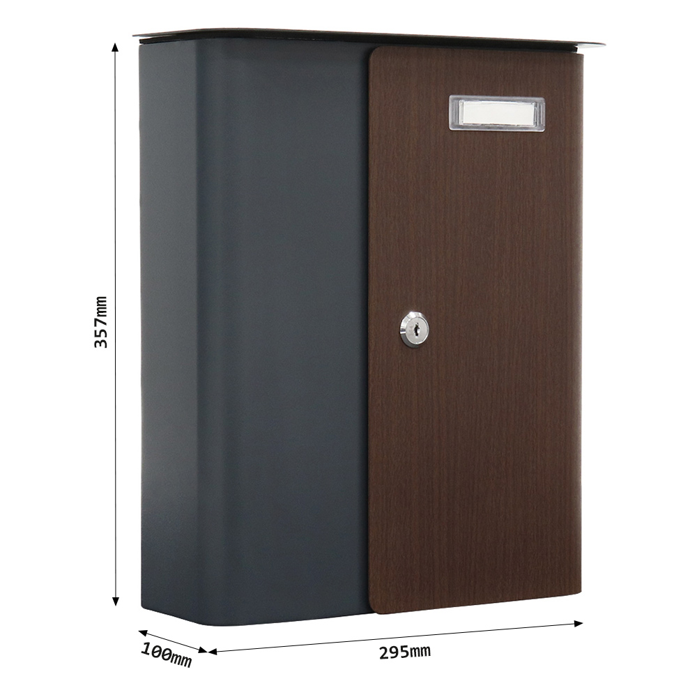 rottner-briefkasten-splashy-korpus-anthrazit-tuer-holzoptik-s00316_abmessungen Rottner Briefkasten Splashy anthrazit Holzoptik