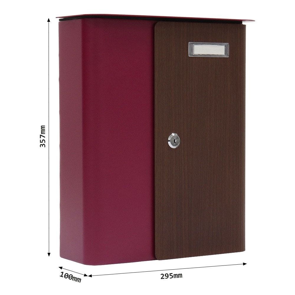 rottner-briefkasten-splashy-korpus-berry-tuer-holzoptik-s00328_abmessungen Rottner Briefkasten Splashy Korpus berry Tür Holzoptik