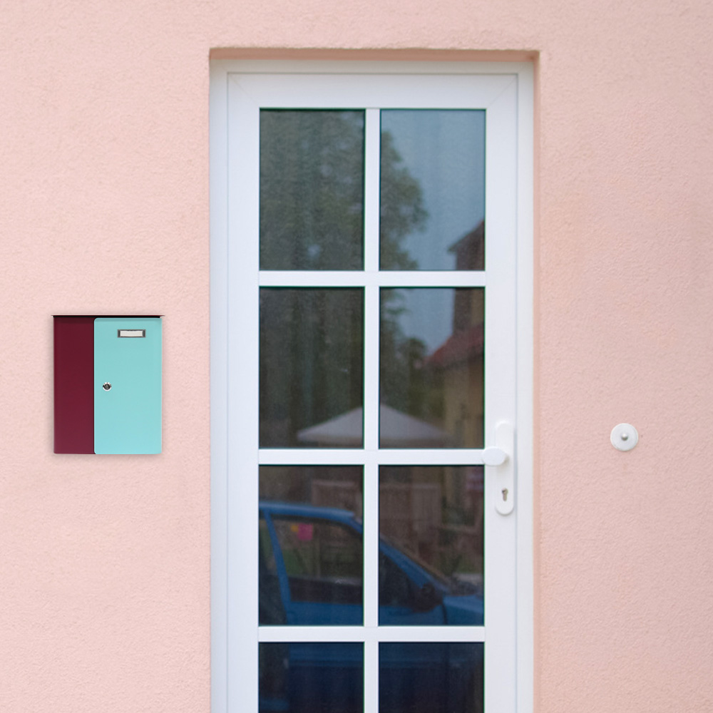 rottner-briefkasten-splashy-korpus-berry-tuer-tuerkis-s00327_anwenderbild Rottner Briefkasten Splashy berry türkis