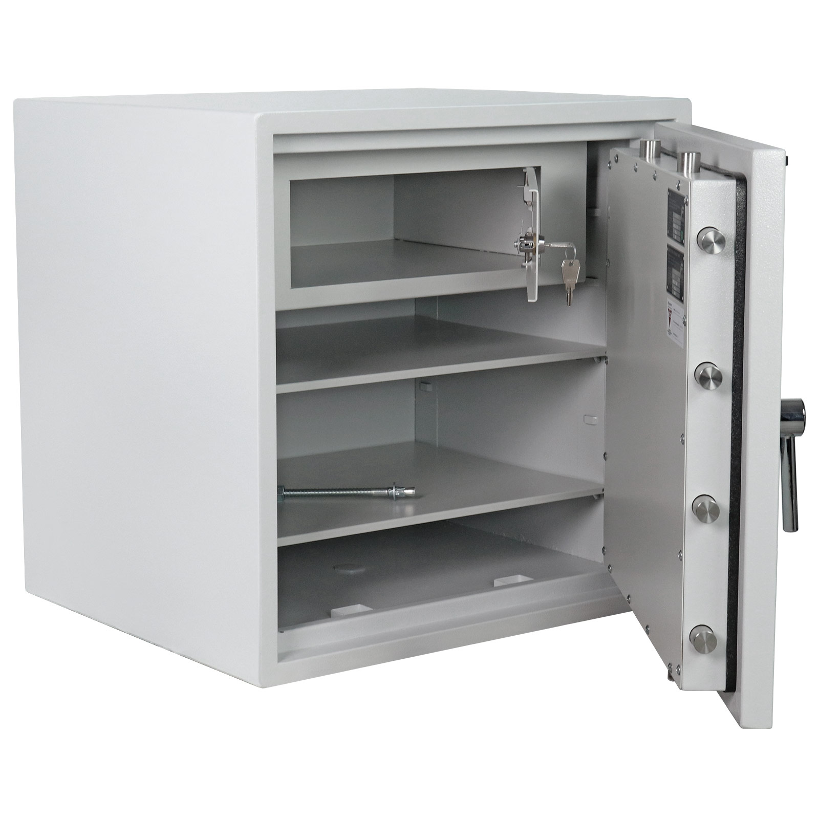 rottner-feuersicherer-wertschutzschrank-opal-fire-opd-65-it-premium-doppelbartschloss-t05633_offen Rottner Wertschutzschrank EN1 Opal Fire OPD-65 IT Doppelbartschloss lichtgrau