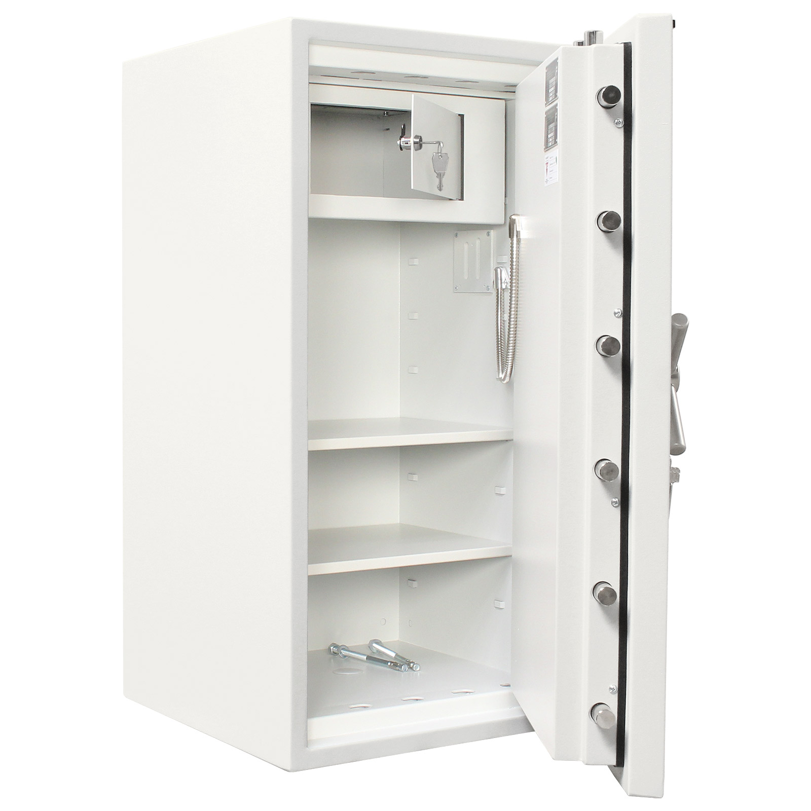 rottner-wertschutzschrank-projekt-100-fire-premium-doppelbartschloss-t05949_offen Rottner Wertschutzschrank EN4 Projekt 100 Fire Premium Doppelbartschloss lichtgrau