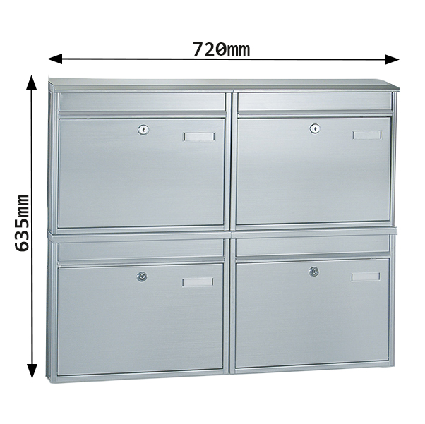 rottner-bks4-inox-t04188_abmessungen-bk Rottner Briefkastenanlage 4 Briefkästen Edelstahl