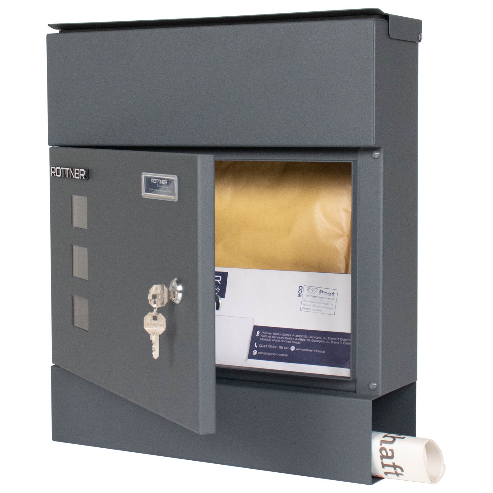 rottner-briefkasten-globe-anthrazit-v2-t06340_inhalt-halboffen Rottner Briefkasten Globe anthrazit