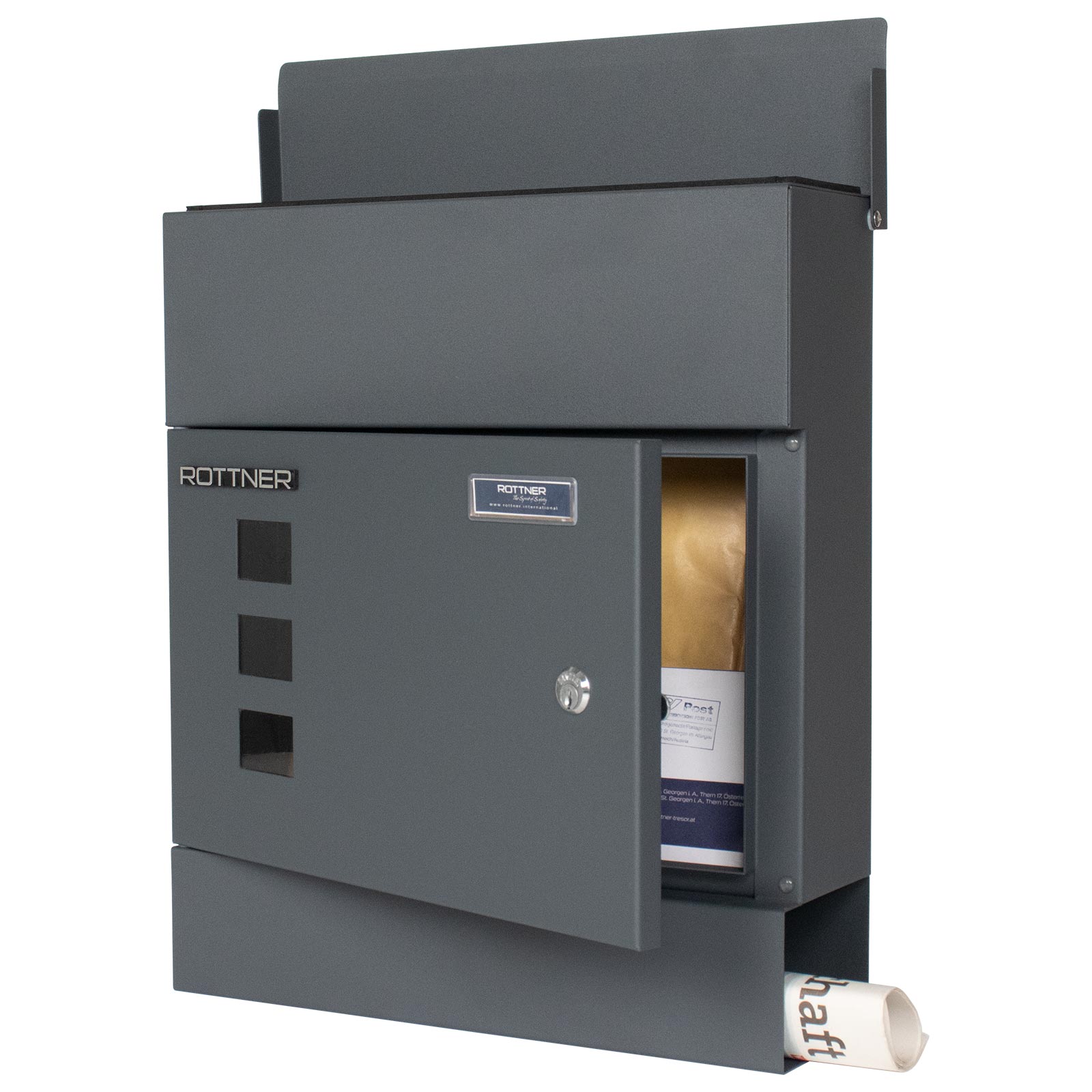 rottner-briefkasten-globe-anthrazit-v2-t06340_inhalt-vorne-oben-offen Rottner Briefkasten Globe anthrazit