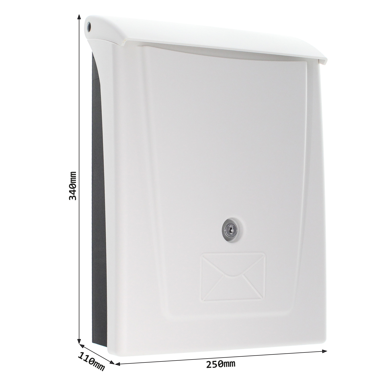 rottner-kunststoff-briefkasten-posta-schwarz-weiss-t06256_abmessungen1 Rottner Kunststoff Briefkasten Posta schwarz weiß