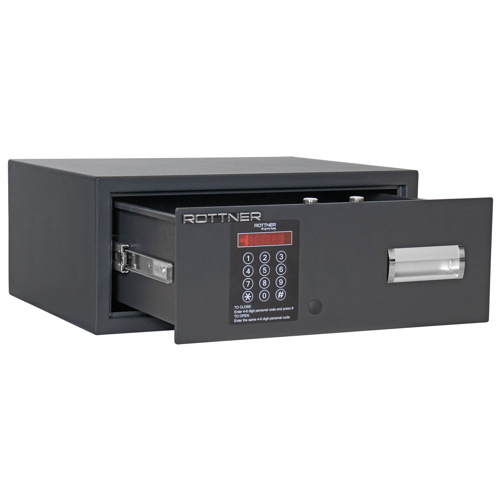 rottner-schubladentresor-motion-1-el-v2-t06152_offen-vorne Rottner Schubladentresor MOTION 1 Elektronikschloss anthrazit