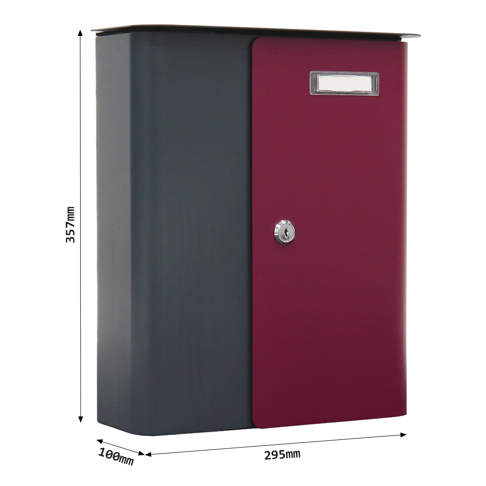 rottner-briefkasten-splashy-korpus-anthrazit-tuer-berry-s00314_abmessungen.jpeg Rottner Briefkasten Splashy anthrazit  berry