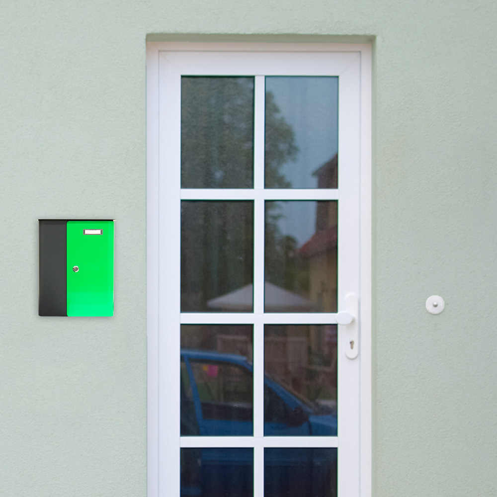 rottner-briefkasten-splashy-korpus-anthrazit-tuer-neon-gruen-s00317_anwenderbild.jpeg Rottner Briefkasten Splashy  Aanthrazit neongrün