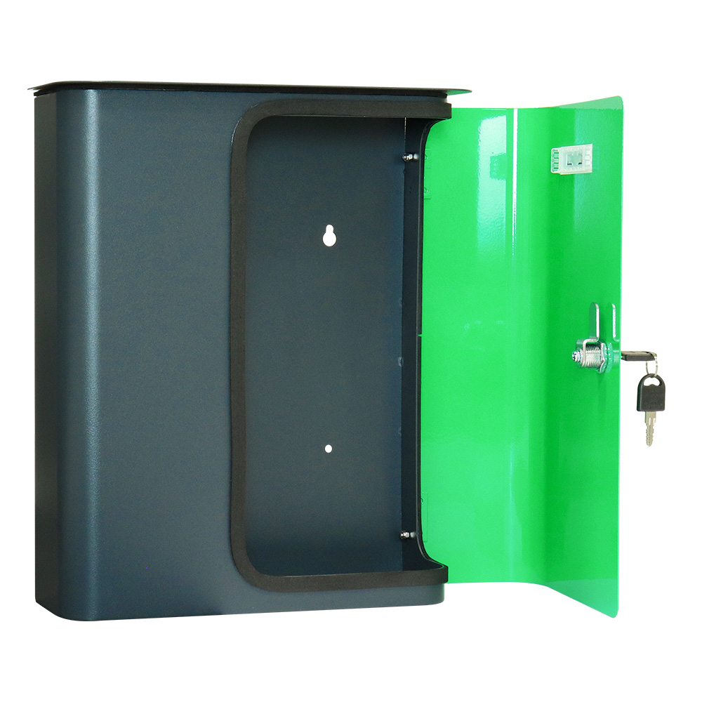 rottner-briefkasten-splashy-korpus-anthrazit-tuer-neon-gruen-s00317_offen.jpeg Rottner Briefkasten Splashy  Aanthrazit neongrün