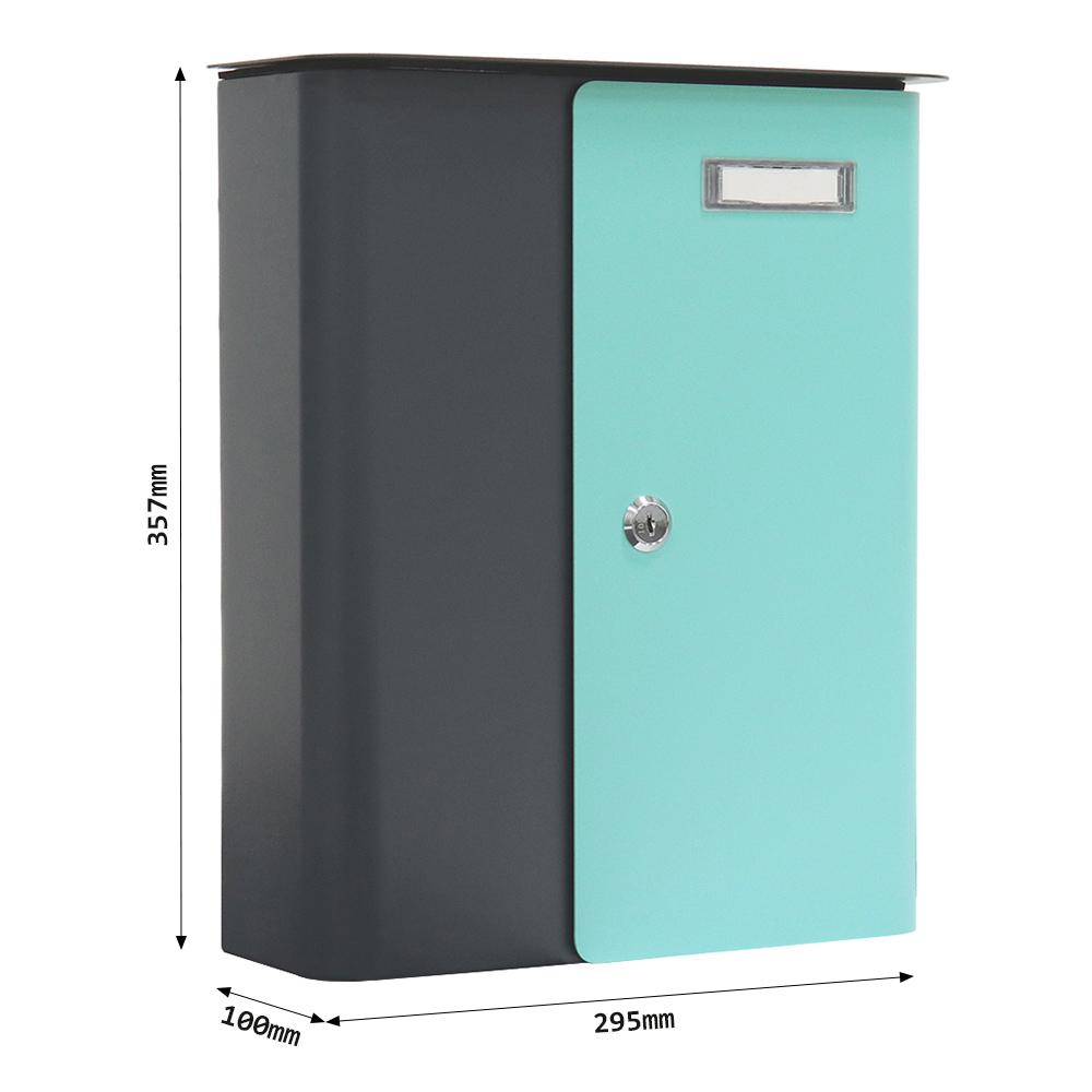 rottner-briefkasten-splashy-korpus-anthrazit-tuer-tuerkis-s00315_abmessungen.jpeg Rottner Briefkasten Splashy anthrazit türkis