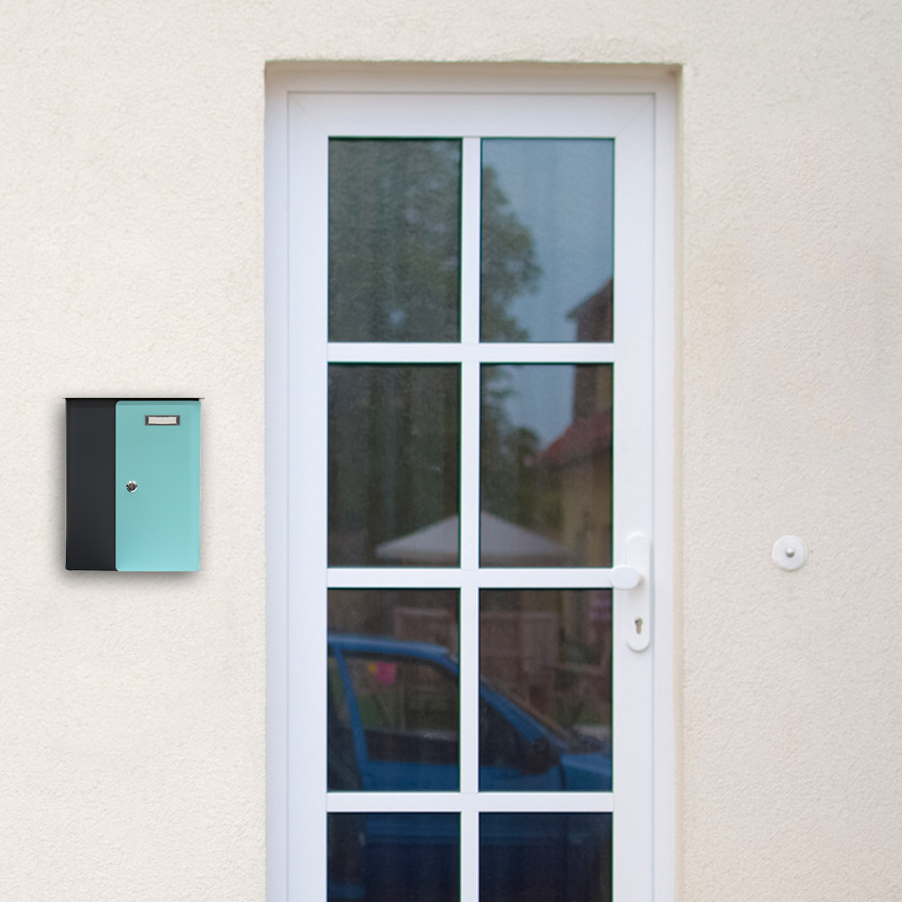 rottner-briefkasten-splashy-korpus-anthrazit-tuer-tuerkis-s00315_anwenderbild.jpeg Rottner Briefkasten Splashy anthrazit türkis