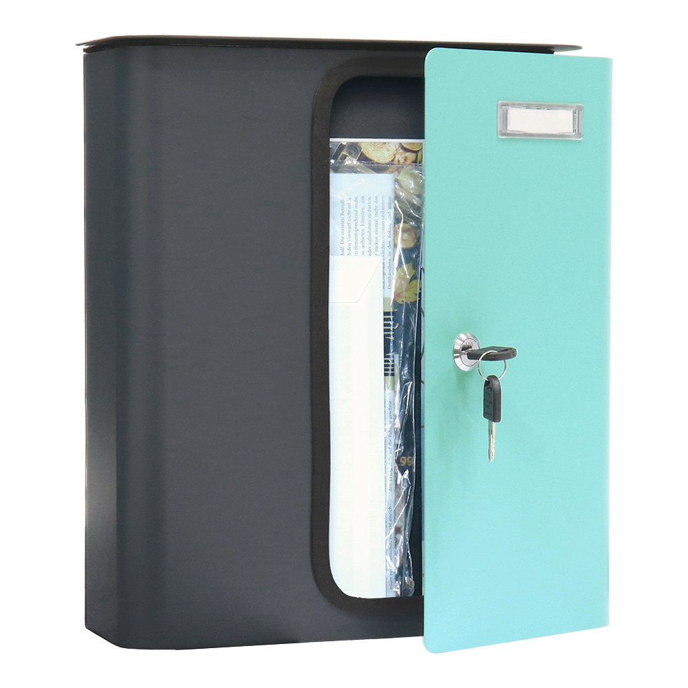 rottner-briefkasten-splashy-korpus-anthrazit-tuer-tuerkis-s00315_inhalt.jpeg Rottner Briefkasten Splashy anthrazit türkis