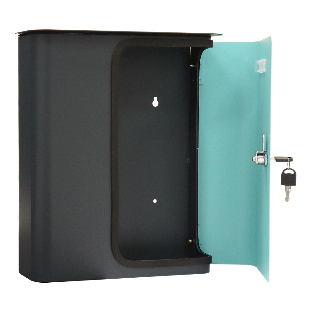 rottner-briefkasten-splashy-korpus-anthrazit-tuer-tuerkis-s00315_offen_1.jpeg Rottner Briefkasten Splashy anthrazit türkis