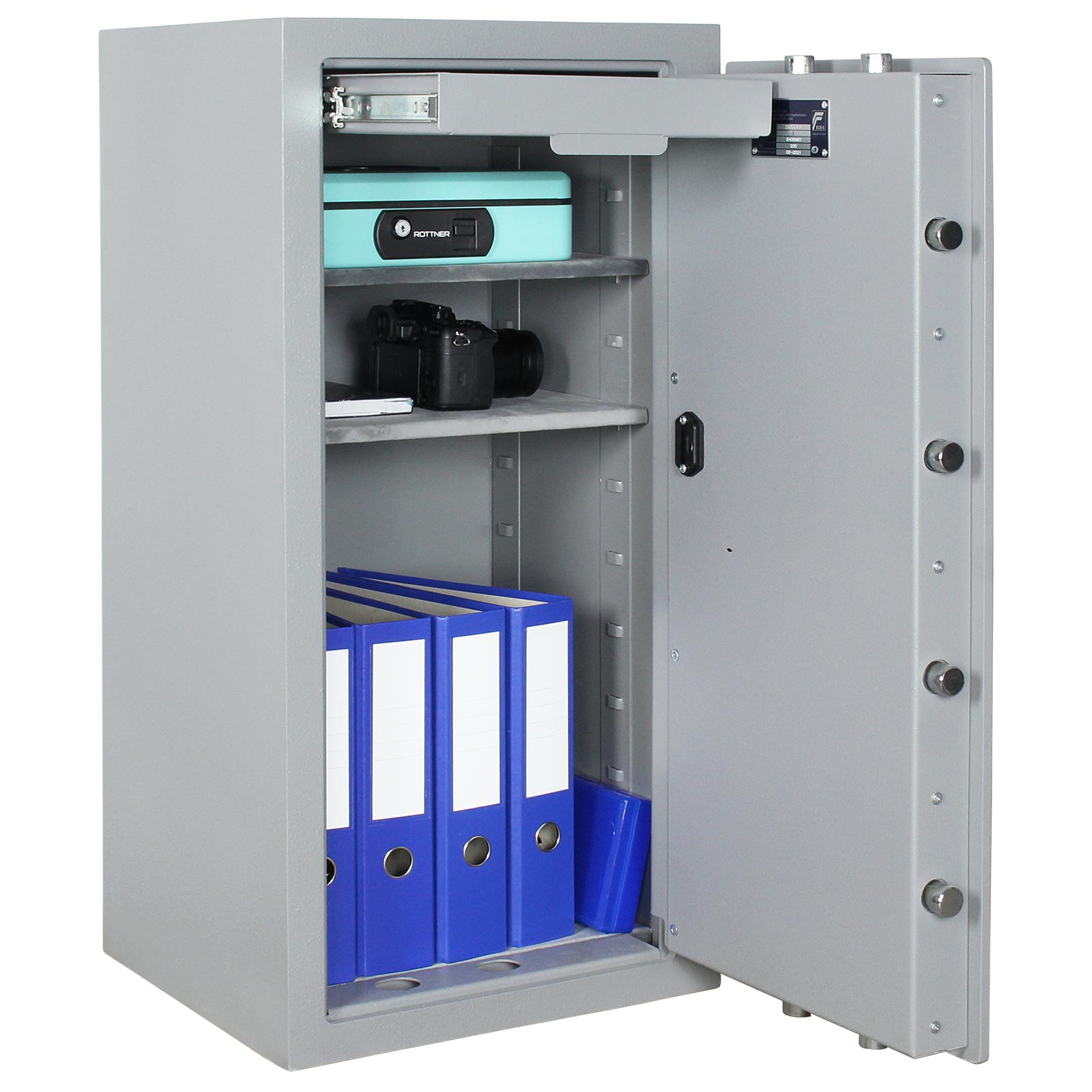rottner-wertschutzschrank-en1-steel-90-db-lichtgrau-t06459_inhalt2.jpeg Rottner Wertschutzschrank EN1 STEEL 90  Doppelbartschloss lichtgrau